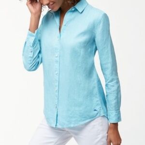 Tommy Bahama Sea Glass Breezer Linen Boyfriend Shirt Size Medium